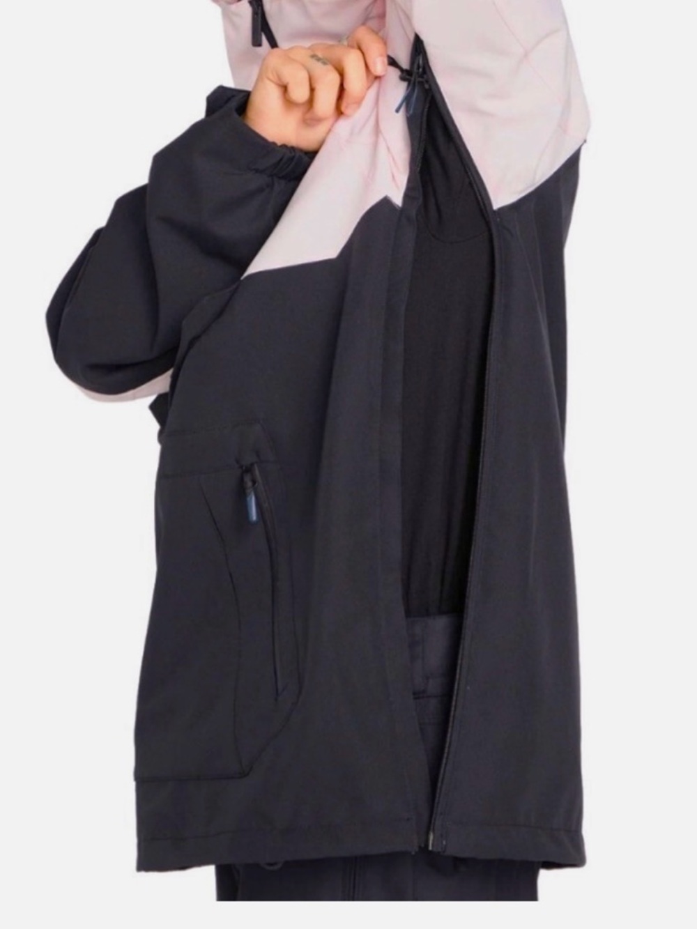 Volcom Men's Brighton Pullover Anorak Hooded Jacket in Pink/Black - Picture 7 of 14